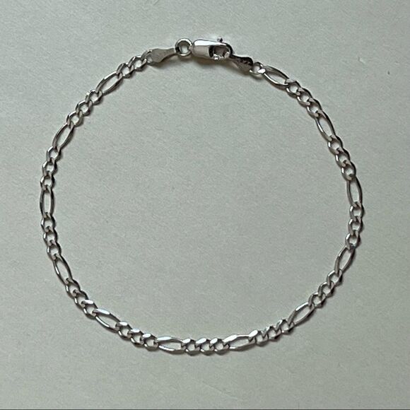 14k real white gold figaro concave bracelet | Birthday Gift | Real Gold … - Picture 6 of 8